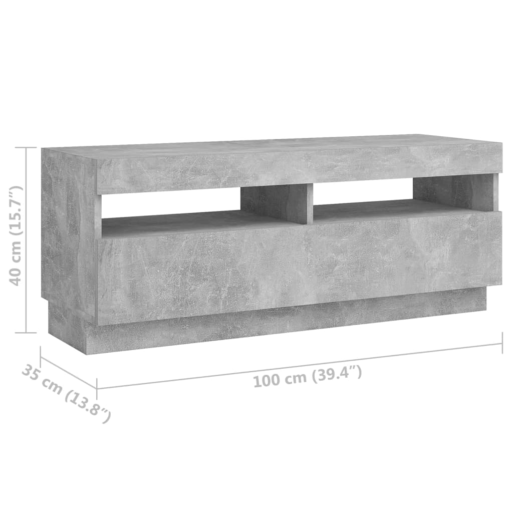 TV omarica z LED lučkami betonsko siva 200x35x40 cm