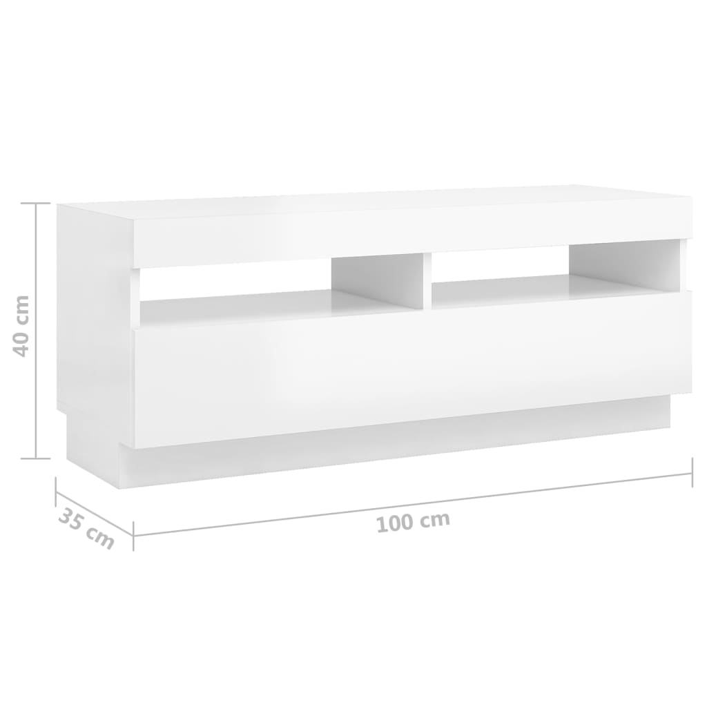 TV omarica z LED lučkami visok sijaj bela 200x35x40 cm