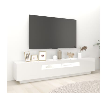vidaXL Έπιπλο Τηλεόρασης με LED Γυαλιστερό Λευκό 200 x 35 x 40 εκ.