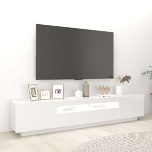 vidaXL Έπιπλο Τηλεόρασης με LED Γυαλιστερό Λευκό 200 x 35 x 40 εκ.