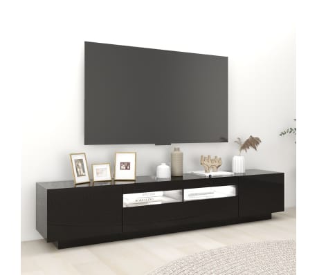 vidaXL Mobile Porta TV con Luci LED Nero Lucido 200x35x40 cm
