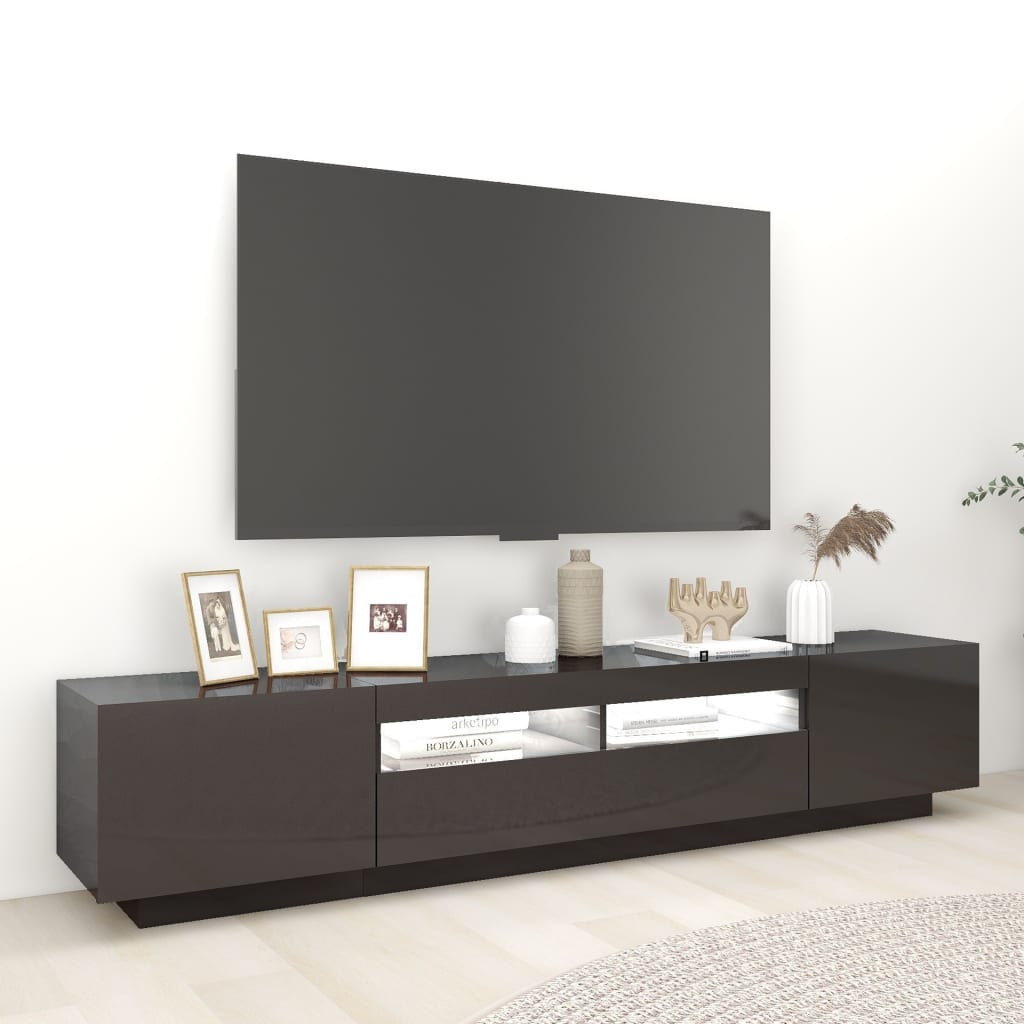

vidaXL Tv-meubel met LED-verlichting 200x35x40 cm hoogglans grijs