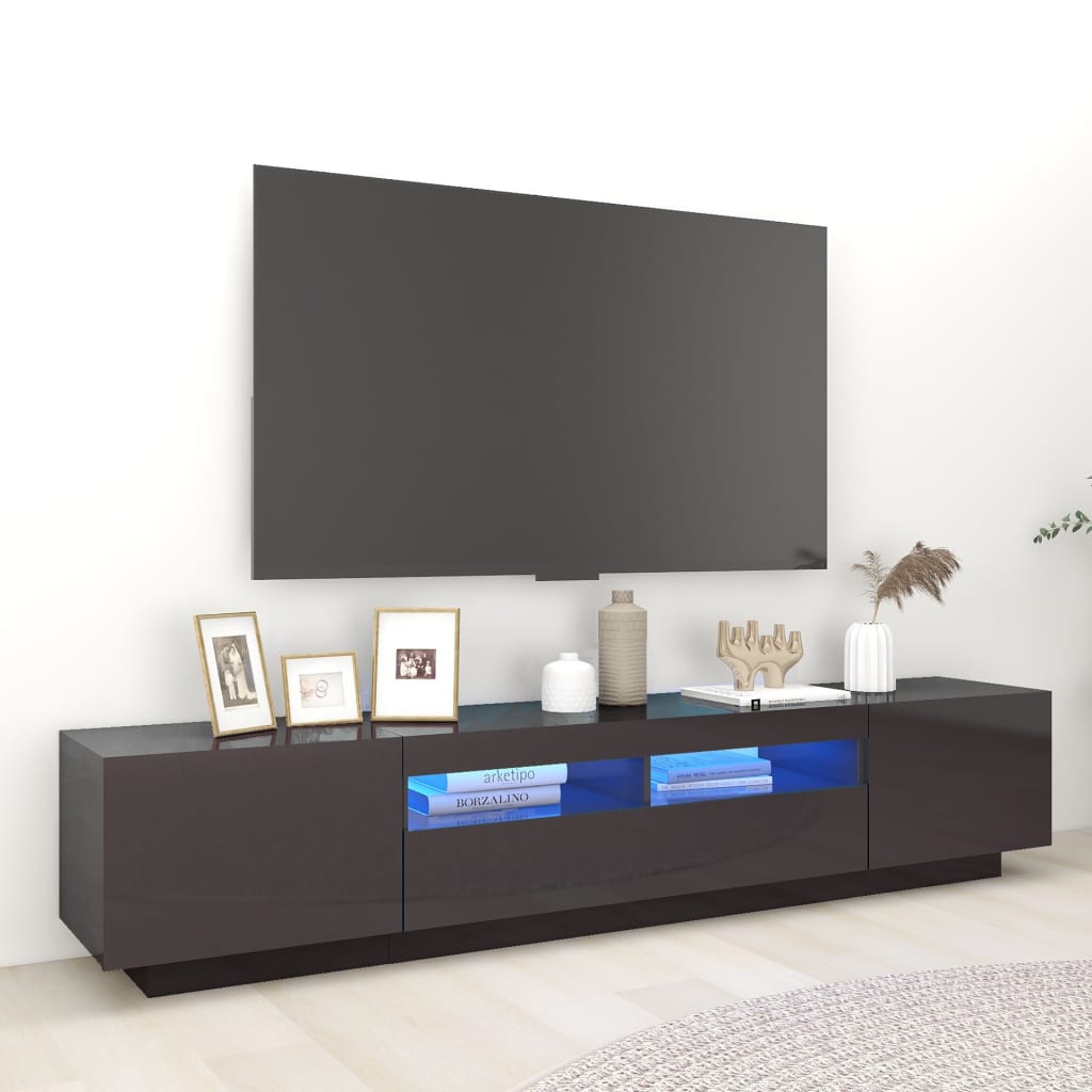 BOO – Meuble TV avec LED 200cm Gris brillant | meublestv.fr 2