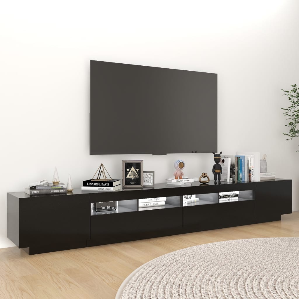 Tv-meubel met LED-verlichting 260x35x40 cm zwart