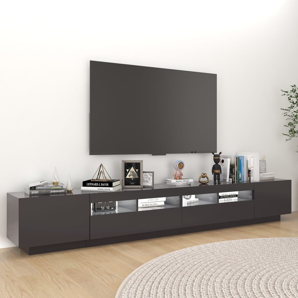 vidaXL Mobile Porta TV con Luci LED Grigio 260x35x40 cm