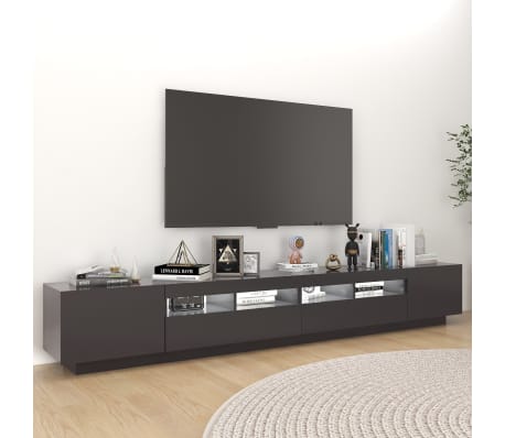 vidaXL Tv-meubel met LED-verlichting 260x35x40 cm grijs