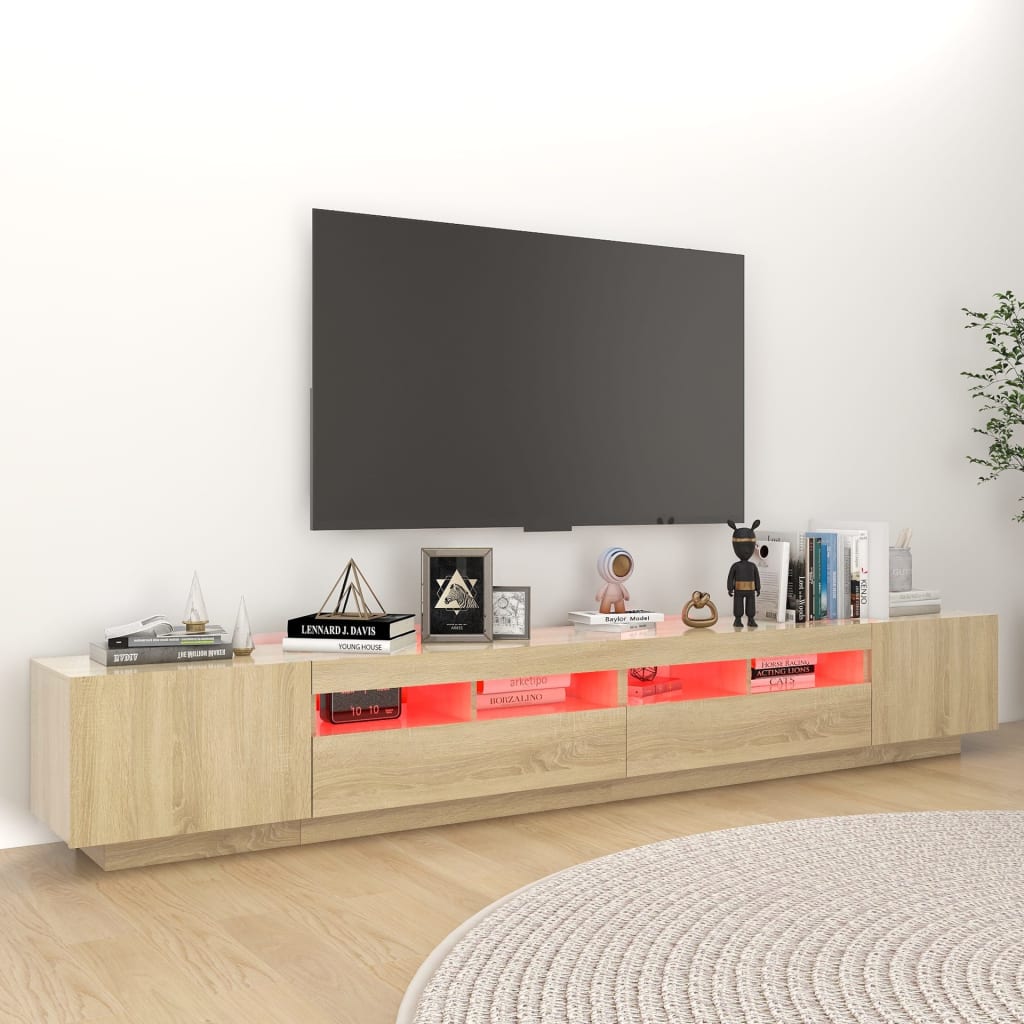 sonoma-tölgy színű TV-szekrény LED-lámpákkal 260 x 35 x 40 cm