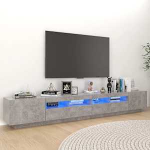TV omarica z LED lučkami betonsko siva 260x35x40 cm