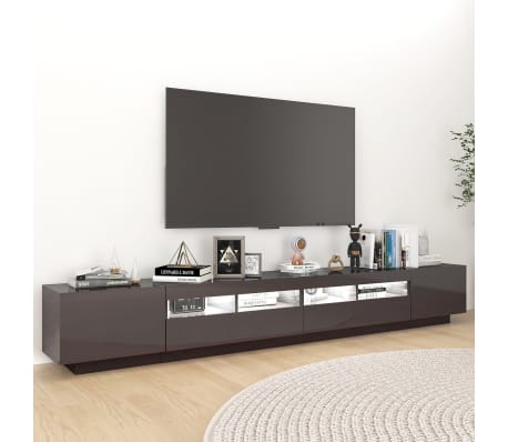vidaXL Tv-meubel met LED-verlichting 260x35x40 cm hoogglans grijs