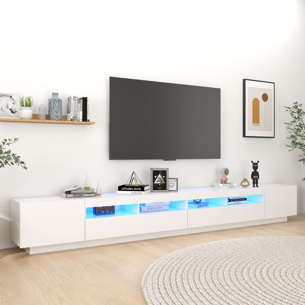 vidaXL TV-Schrank mit LED-Leuchten Weiß 300x35x40 cm