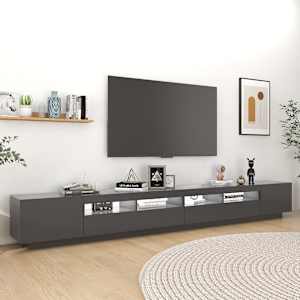 vidaXL Televizoriaus spintelė su LED apšvietimu, pilka, 300x35x40cm