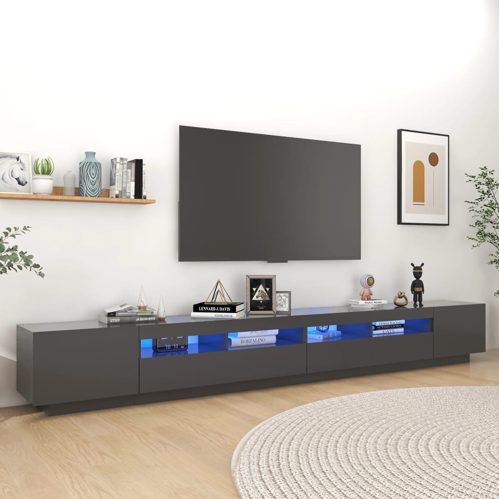 Tv-meubel met LED-verlichting 200x35x40 cm grijs