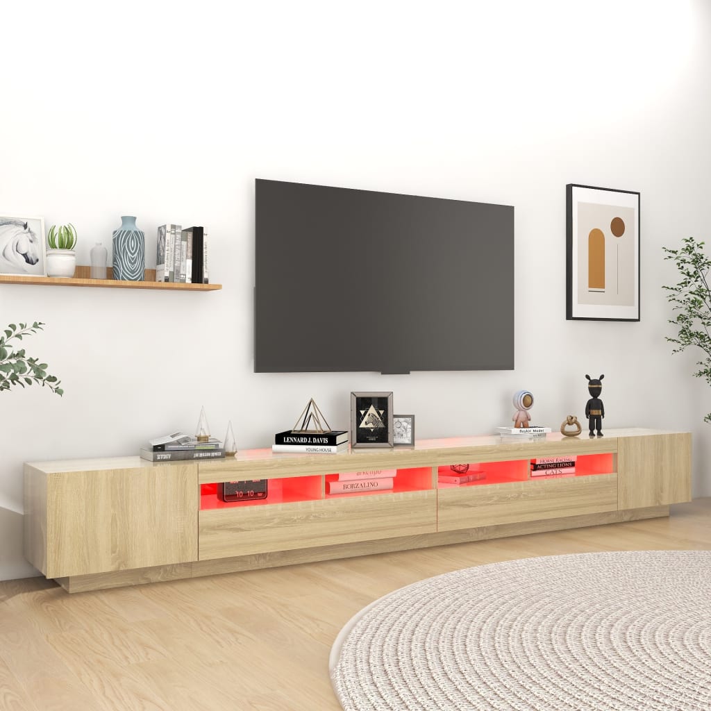 TV omarica z LED lučkami sonoma hrast 300x35x40 cm
