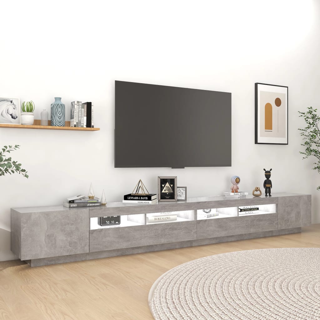 

vidaXL Tv-meubel met LED-verlichting 300x35x40 cm betongrijs