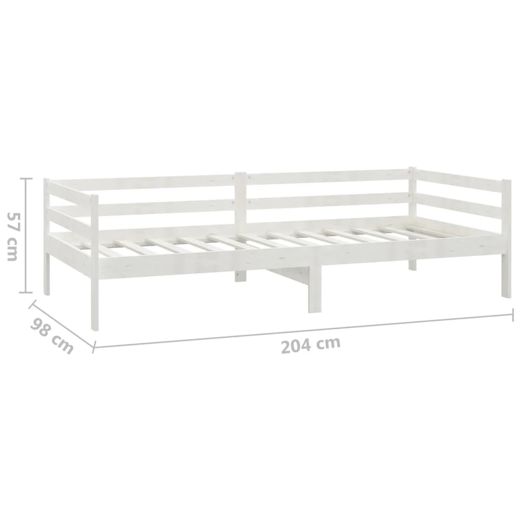 Dnevna postelja bela trdna borovina 90x200 cm