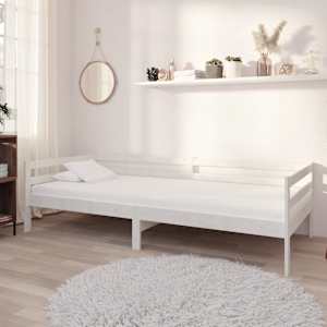 vidaXL p&auml;evavoodi raam ilma madratsita, valge, m&auml;nnipuit, 90 x 200 cm