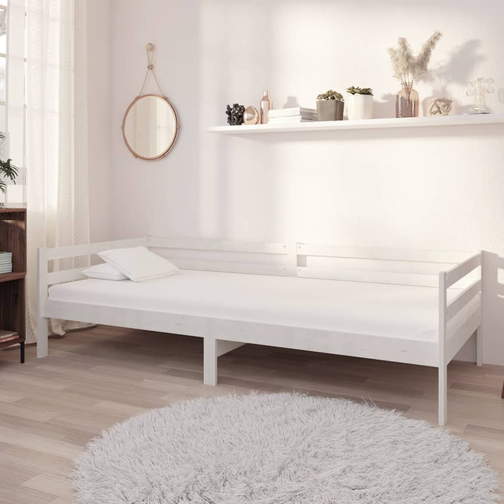 Daybed 90×200 cm i massivt fyrretræ - hvid sengeramme