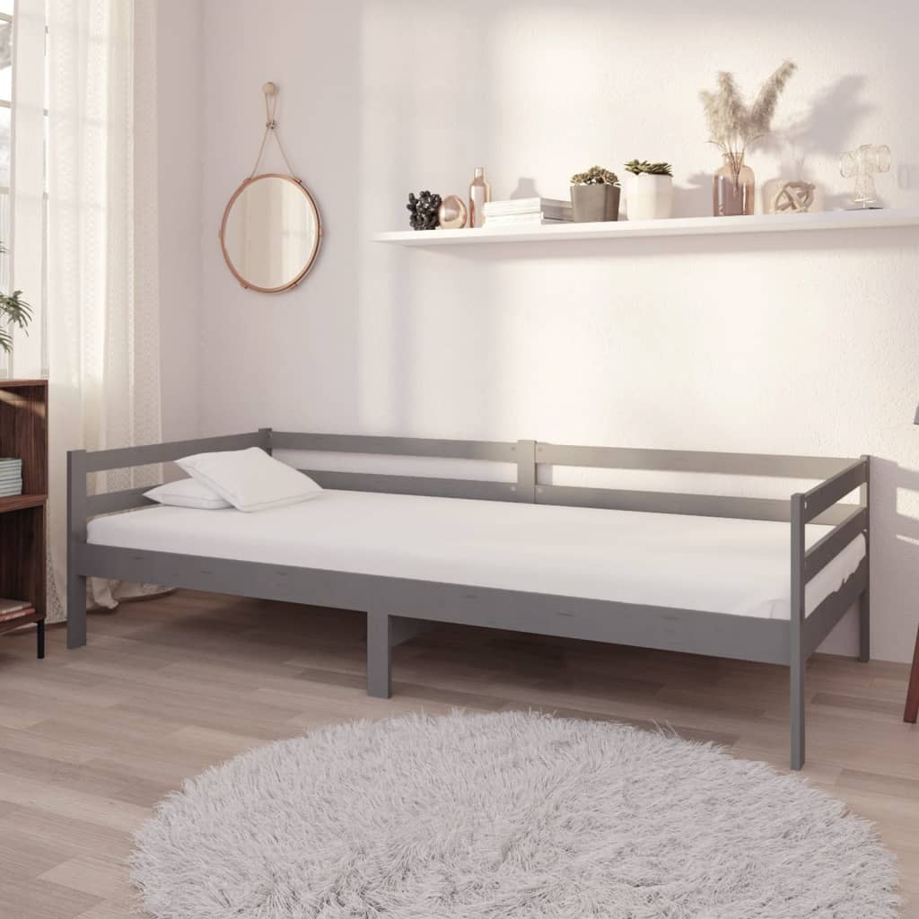 vidaXL ��ko dzienne, szare, lite drewno sosnowe, 90x200 cm