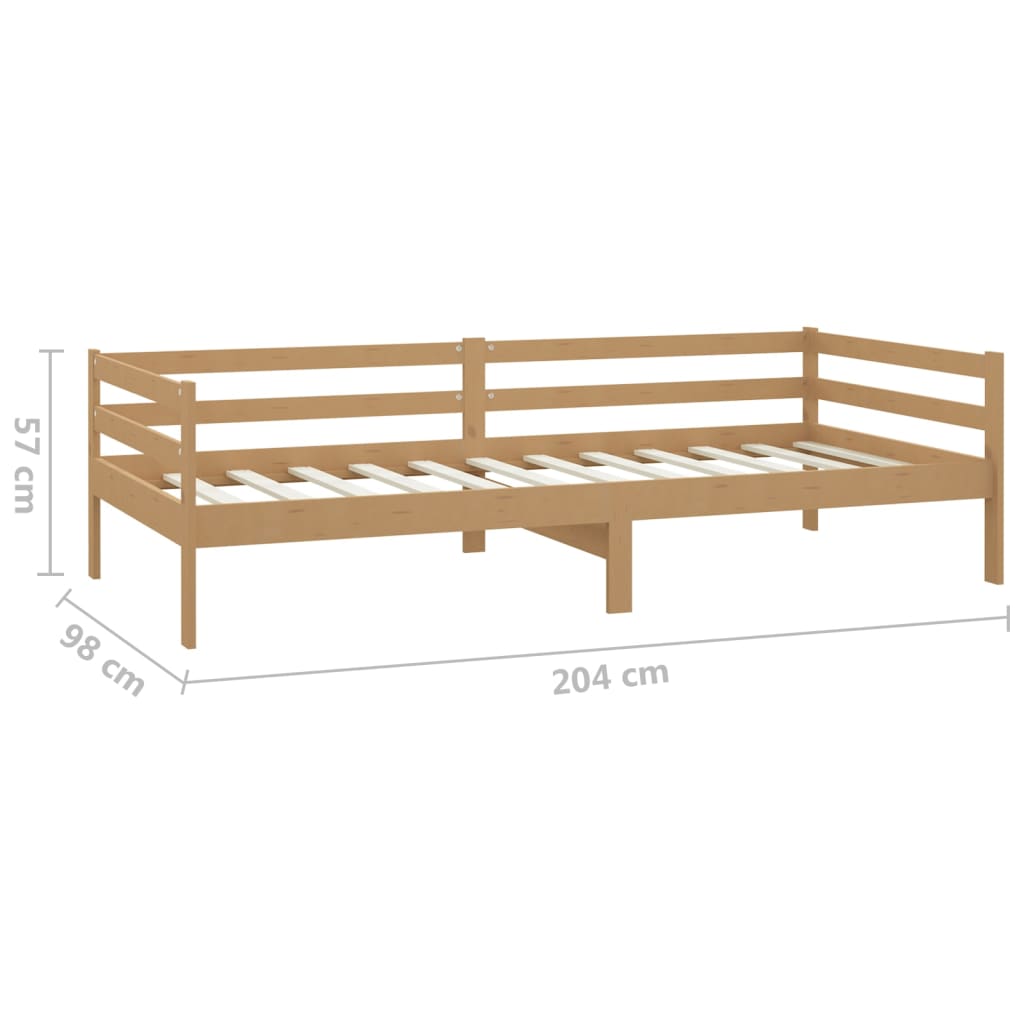 mézbarna tömör fenyőfa kanapéágy 90 x 200 cm