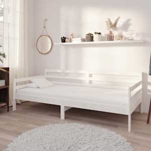 vidaXL p&auml;evavoodi raam ilma madratsita, valge, m&auml;nnipuit, 90 x 200 cm
