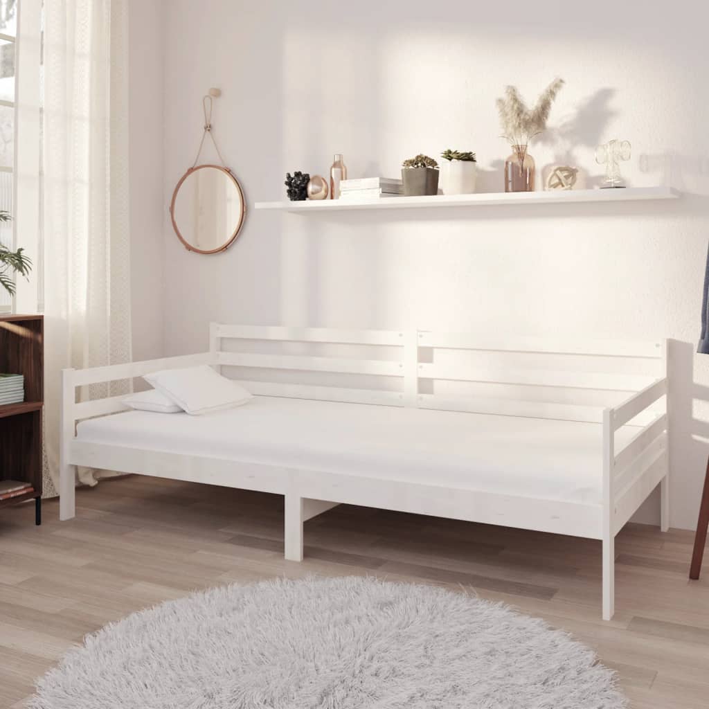 vidaXL Päivävuode valkoinen täysi mänty 90x200 cm