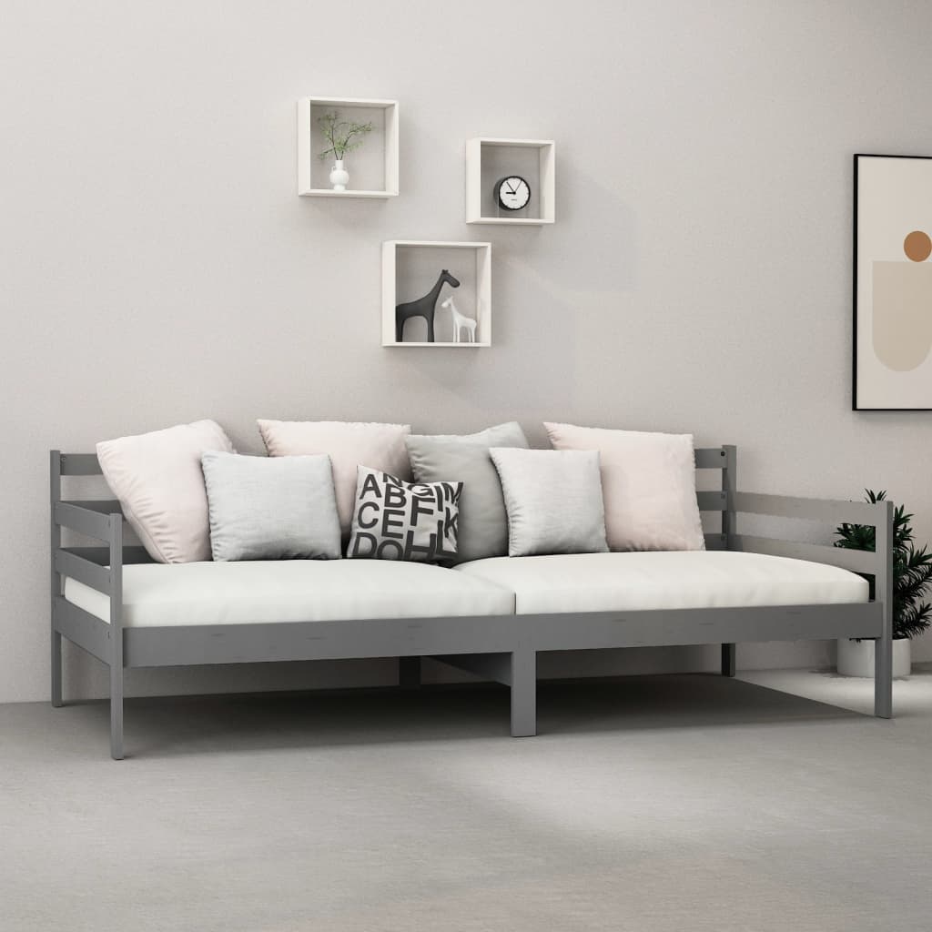 

vidaXL Slaapbank massief grenenhout grijs 90x200 cm