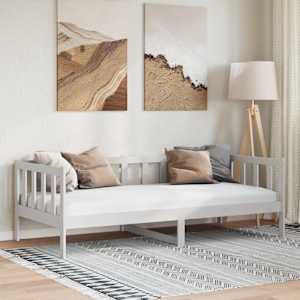 vidaXL p&auml;evavoodi raam ilma madratsita, valge, m&auml;nnipuit, 90 x 200 cm