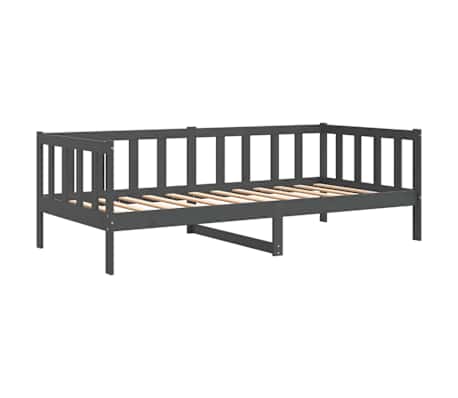 vidaXL Svefns&oacute;fi Gr&aacute;r Gegnheil Fura 90x200 cm