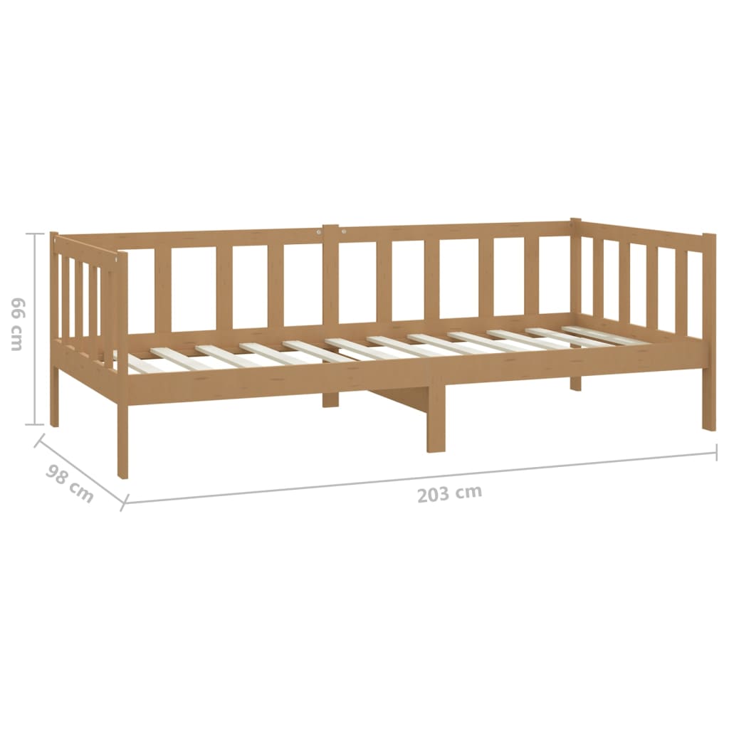 Dnevna postelja medeno rjava trdna borovina 90x200 cm