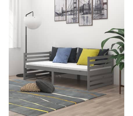 vidaXL daybed 90x200 cm massivt fyrretræ grå