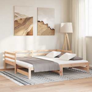 Výsuvná válenda masivní borové dřevo 2× (90 x 200 cm) - obrázek 4