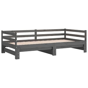 Výsuvná válenda šedá masivní borovice 2 x (90 x 200) cm - obrázek 3