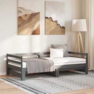 Výsuvná válenda šedá masivní borovice 2 x (90 x 200) cm - obrázek 1
