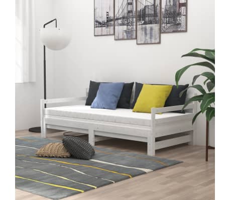 vidaXL v&auml;ljat&otilde;mmatav p&auml;evavoodi ilma madratsita, valge, 2x(90x200) cm