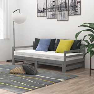 Výsuvná válenda šedá masivní borovice 2 x (90 x 200) cm - obrázek 3
