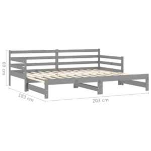 Výsuvná válenda šedá masivní borovice 2 x (90 x 200) cm - obrázek 9