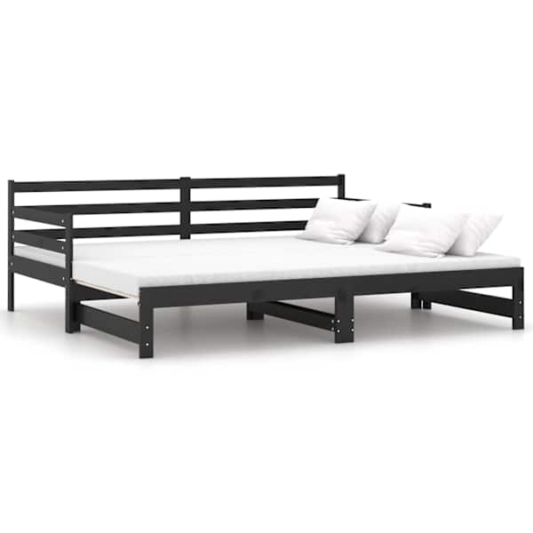 vidaXL v&auml;ljat&otilde;mmatav p&auml;evavoodi ilma madratsita, must, 2 x (90x200) cm