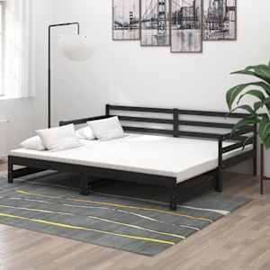 Výsuvná válenda černá masivní borovice 2 x (90 x 200) cm - obrázek 1