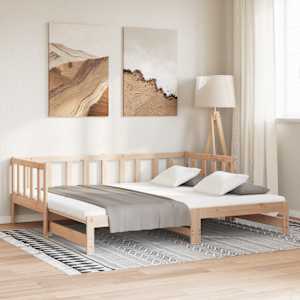 Výsuvná válenda masivní borové dřevo 2× (90 x 200 cm) - obrázek 4