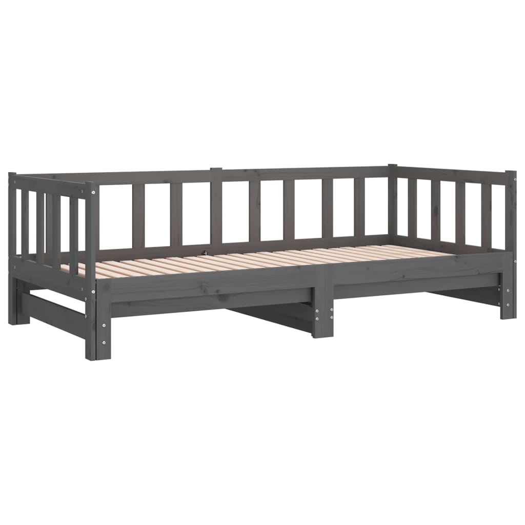 

vidaXL Slaapbank uitschuifbaar massief grenenhout grijs 2x(90x200) cm