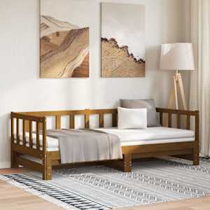 Výsuvná válenda medově hnědá masivní borovice 2 x (90 x 200) cm - obrázek 1