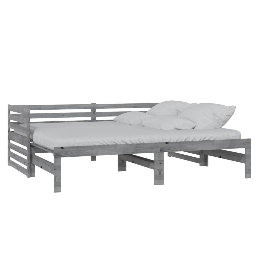 Thumbnail - vidaXL Ausziehbares Tagesbett Grau Massivholz Kiefer 2x(90x200) cm