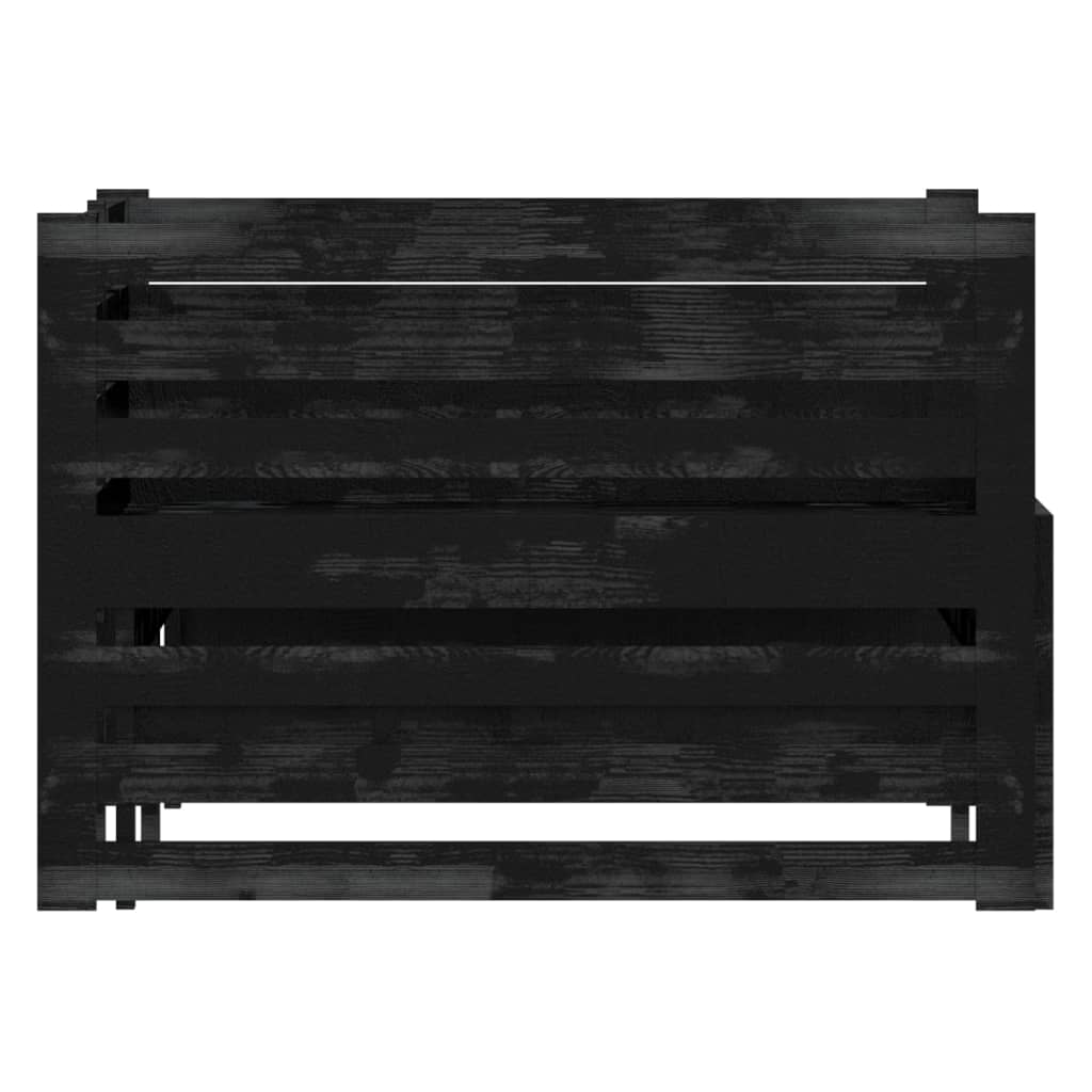 Pat extensibil de zi, negru, 2x(90x200) cm, lemn masiv de pin
