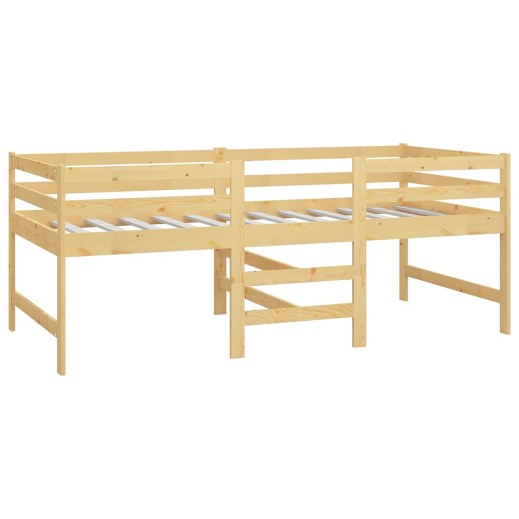 vidaXL Mid-high Bed Solid Pinewood 90x200 cm