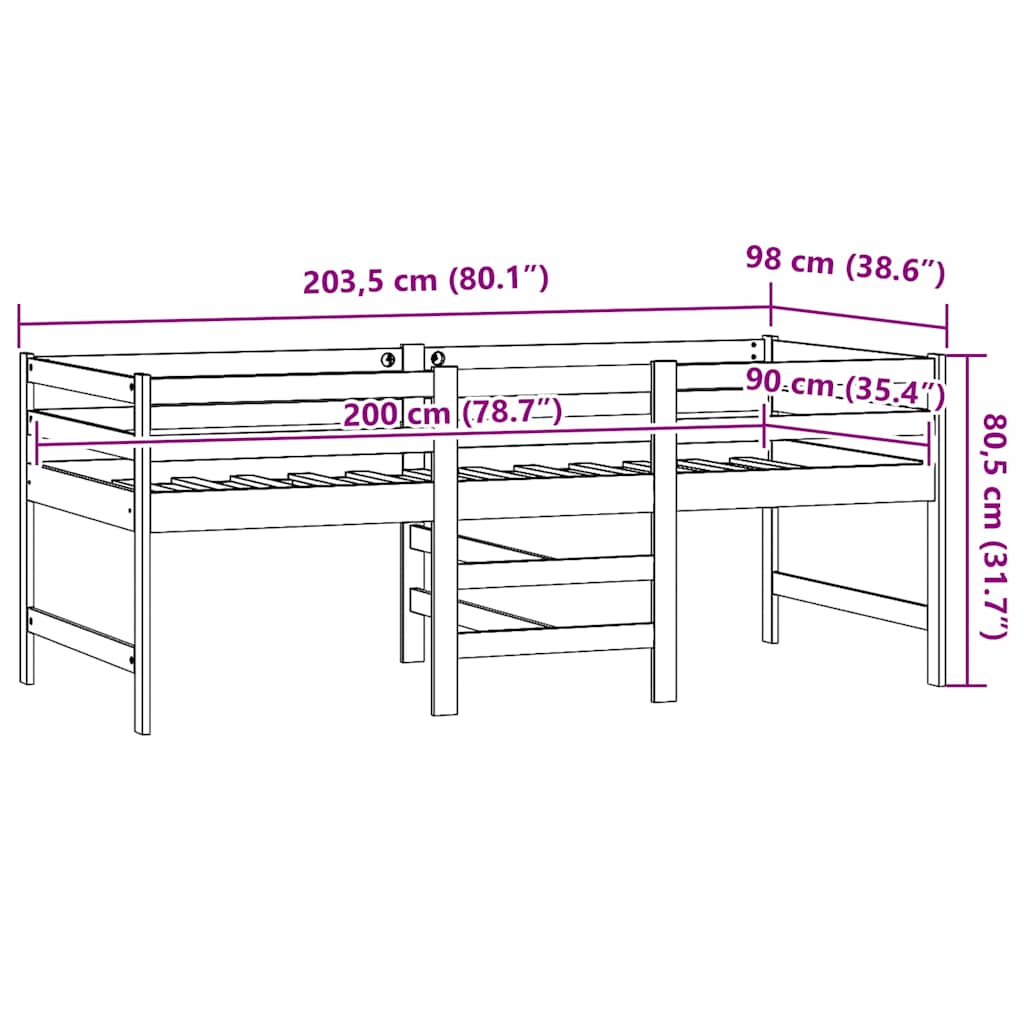 Mid-high Bed Solid Pinewood 90x200 Cm VidaXL 17 width=274