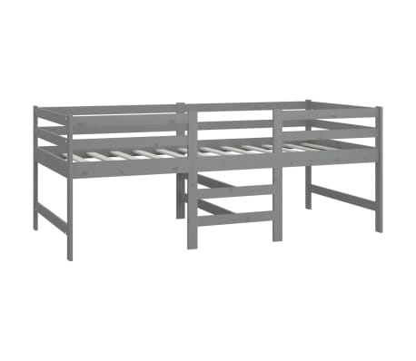 vidaXL Mid-high Bed Grey Solid Pinewood 90x200 cm