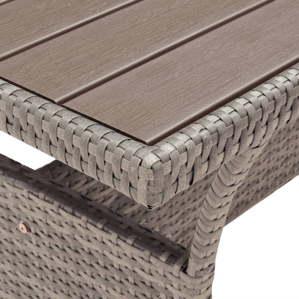 vidaXL Gartentisch Grau 120x70x66 cm Poly Rattan