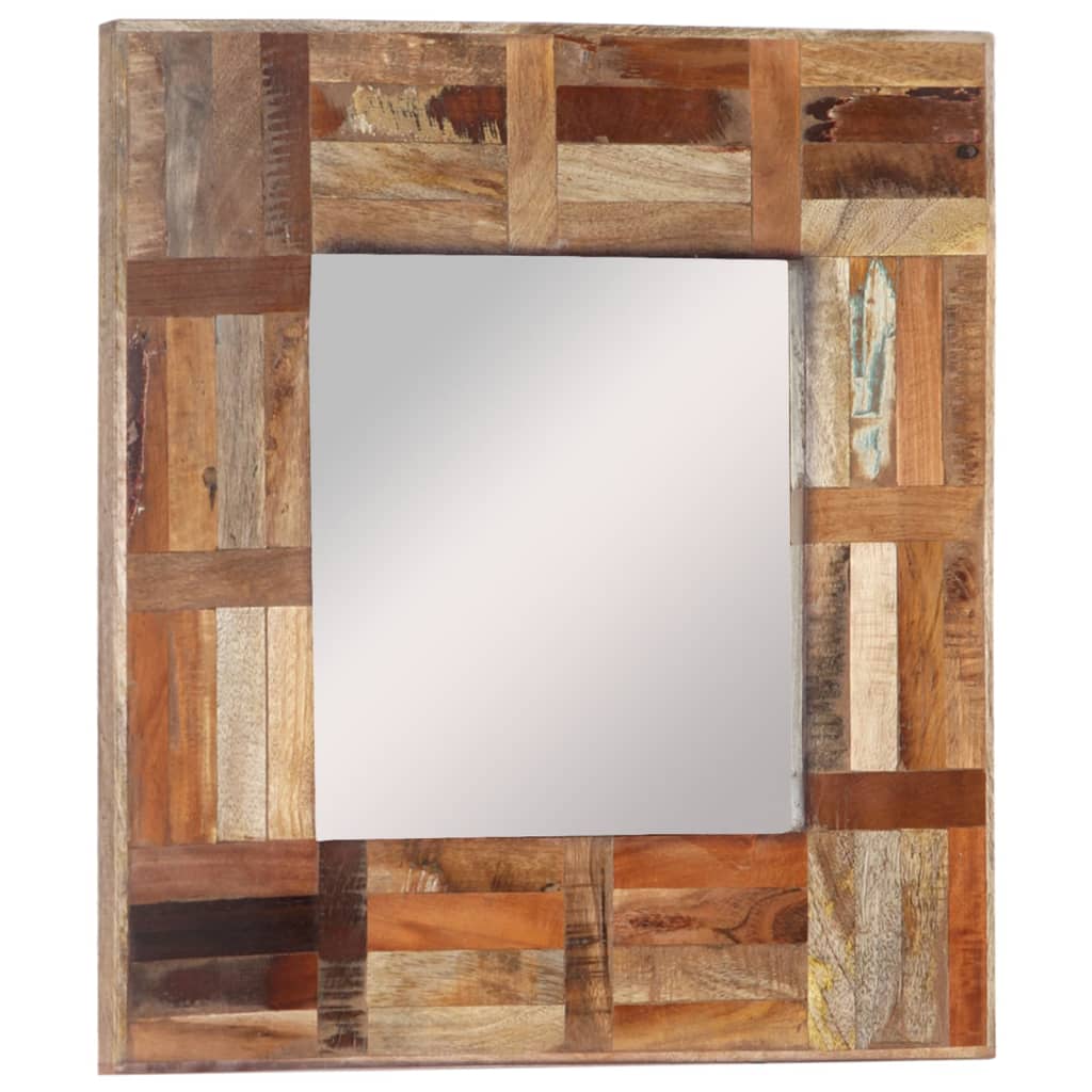 Nástěnné zrcadlo masivní dřevo recyklované 50 x 50 cm