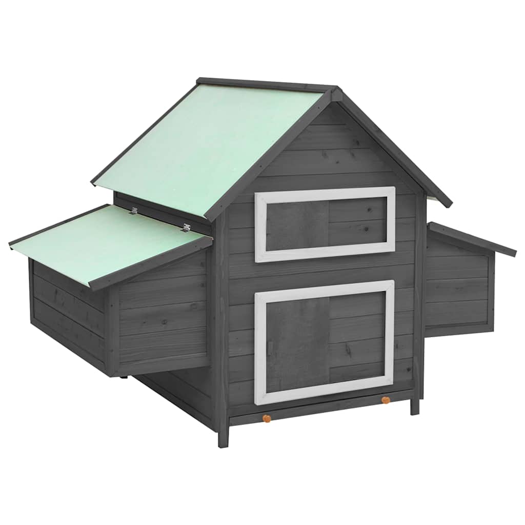 vidaXL Kurník šedý a bílý 150 x 96 x 110 cm masivní jedlové dřevo