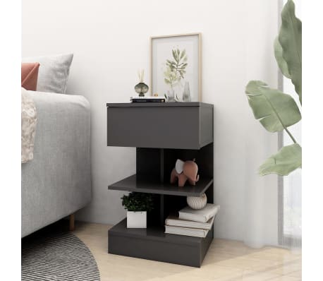 vidaXL Naktinė spintelė, pilkos spalvos, 40x35x65cm, MDP